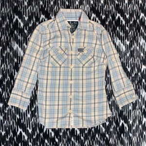 Vintage SuperDry Blue and Cream Flannel